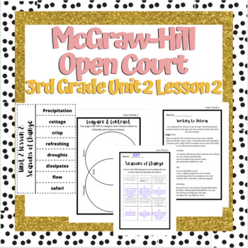 Preview of Open Court 3rd Grade unit 2 lesson 2 week 2 | Worksheets | Vocabulary | OCR