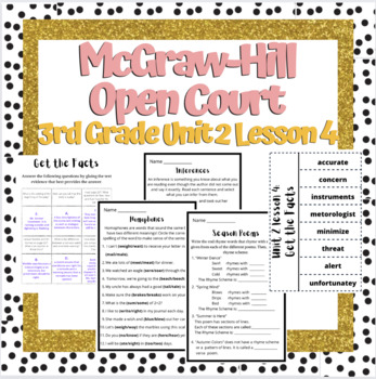 Preview of Open Court 3rd Grade unit 2 lesson 4 week 4 | Worksheets | Vocabulary | OCR