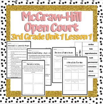 Preview of Open Court 3rd Grade unit 3 lesson 1 week 1 | Worksheets | Vocabulary | OCR