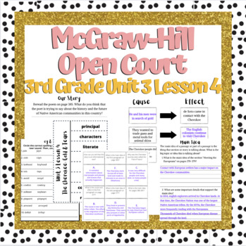 Preview of Open Court 3rd Grade unit 3 lesson 4 week 4 | Worksheets | Vocabulary | OCR