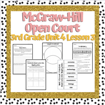 Preview of Open Court 3rd Grade unit 4 lesson 3 week 3 | Worksheets | Vocabulary | OCR