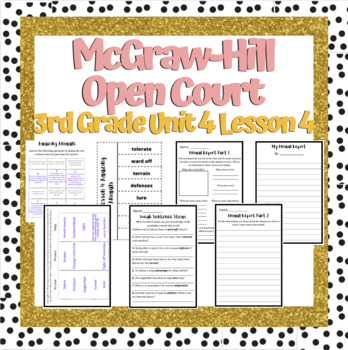 Preview of Open Court 3rd Grade unit 4 lesson 4 week 4 | Worksheets | Vocabulary | OCR
