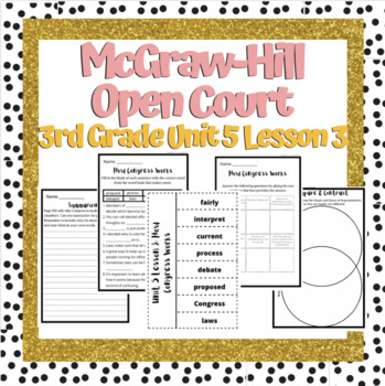 Preview of Open Court 3rd Grade unit 5 lesson 3 week 3 | Worksheets | Vocabulary | OCR