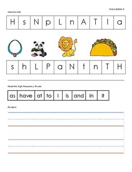 Preview of Open Court Decodable 4 Sheet for Kindergarten