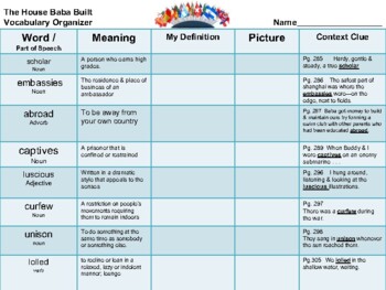 OC - U3W4 - The House Baba Built Vocabulary Organizer by Michelle