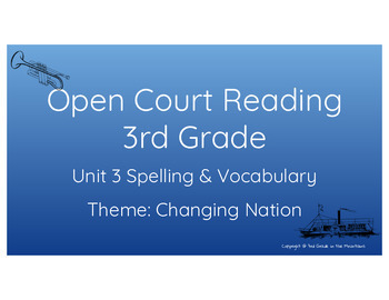 Preview of Open Court Reading 3rd Grade Unit 3 Spelling & Vocabulary Words Slides