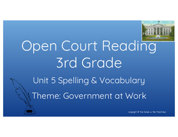 Preview of Open Court Reading 3rd Grade Unit 5 Spelling & Vocabulary Words Slides