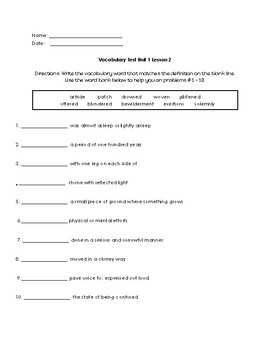 Open Court Unit 1 Lesson 3 Charlotte's Web Vocabulary Test by Ms Preschool