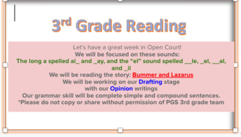 Preview of Open Court Unit 1 Lesson 4 Third Grade Slides and Objectives