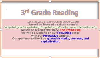 Preview of Open Court Unit 1 Lesson 5 Third Grade Slides for the Week