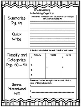 Preview of OC - Unit 1 Week 3 - One Small Step Note-taking Organizer