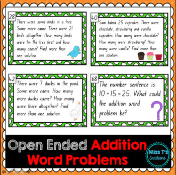 Preview of Open Ended Addition Word Problems 