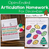 Open-Ended Articulation Homework for December (Christmas themed)