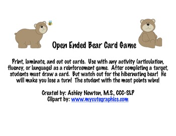 Open Ended Bear Card Game