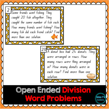 Preview of Open Ended Division Word Problems