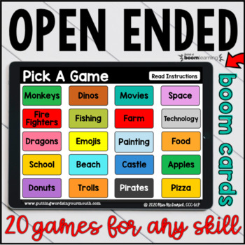 Preview of Open Ended Games for ANY skill VOL 1  | BOOM™ CARDS