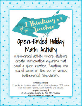 Preview of Open Ended Math Challenge - September and October