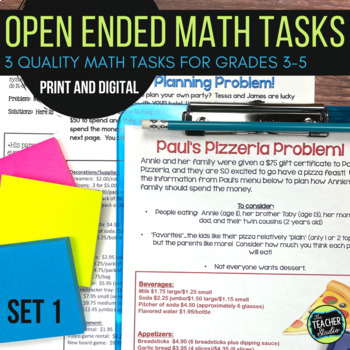 Preview of Real World Math Task Open Ended Problem Solving Challenge Set 1- Print & Digital