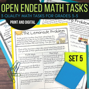Preview of Real World Math Task Open Ended Problem Solving Challenge Set 5- Print & Digital