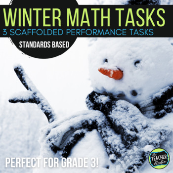 Preview of Math Performance Task Problems Grade 2 - 3 Winter Theme | Print and Digital