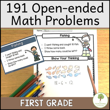 Preview of Open Ended Math Problems – First Grade Problem Solving Tasks