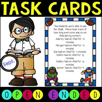 Preview of Open Ended Math Task Cards for Higher Level Thinking - September Themed