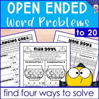 Preview of Open Ended Math Word Problems for Grade One, Kindergarten Worksheets