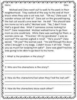 Reading Comprehension Open Ended Questions 2nd Grade Set 2: Restate the ...