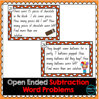 Preview of Open Ended Subtraction Word Problems