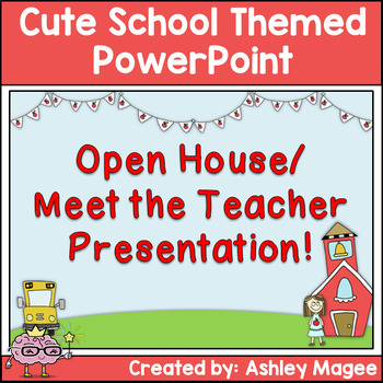 Preview of Open House Back to School Meet the Teacher PowerPoint Cute School Theme