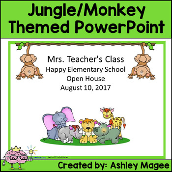 Preview of Open House/Back to School Meet the Teacher PowerPoint Jungle/Safari/Monkey Theme