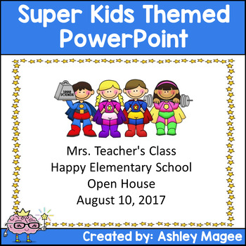 Preview of Open House Back to School Meet the Teacher PowerPoint SuperHero Kids