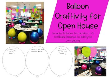 Preview of Open House Balloon Craftivity *Editable*