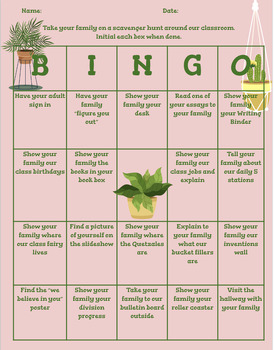Preview of Open House Bingo - Plant Themed Spanish and English