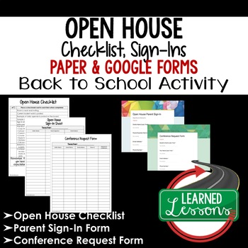 Preview of Open House Checklist and Sign-In Print and Google Form Teacher PD Series