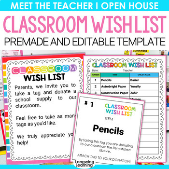 Editable Classroom Donation Printable Teacher Wish List 