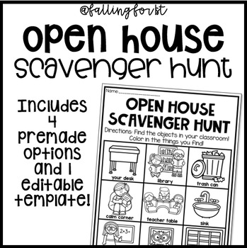 Preview of Open House Classroom Scavenger Hunt