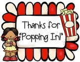 Open House FREEBIE "Thanks for Popping In" Popcorn Labels
