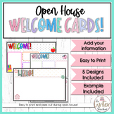 Open House First Days of School Welcome Cards