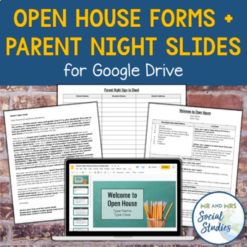 Preview of Open House Forms, Sign In Sheet, and Parent Night Slides for Back to School