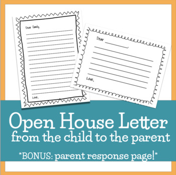 Preview of Open House Letter- Parent to Child
