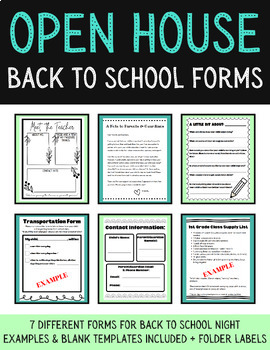 Preview of Open House/Meet The Teacher Night Forms