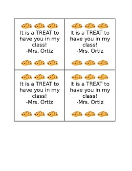 Preview of Open House/ Meet the Teacher Gift Tag (It's a Treat To Have You In My Class)