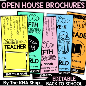 Preview of Open House Meet the Teacher Night Brochure Template Editable Back to School