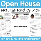 Open House Packet Meet the Teacher Materials for Pre-K, TK