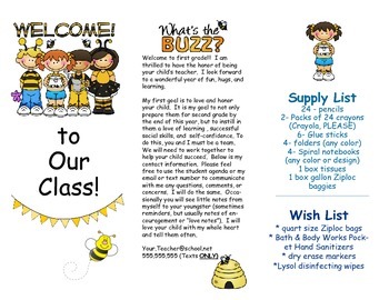 Preview of Open House Parent Brochure EDITABLE Bees