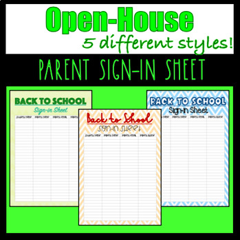Preview of Open House - Parent Meeting - Sign-in Sheet - Back to School Night!