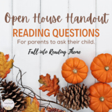Fall Themed Open House/Parent Night Handout (Includes Read
