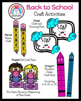 Preview of Open House, Pencil, Crayon, Soap (Germs): Back to School Craft Activities