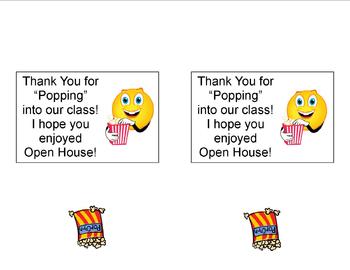 Preview of Open House Popcorn Thank You